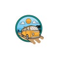 TRAVELING ON BEACH SUMMER ILLUSTRATION LOGO VECTOR