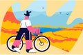 Traveling on bicycle vector illustration.