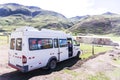 Traveling bus in perou going to the rainboy mountain Royalty Free Stock Photo