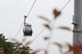 traveling by cable car in foggy weather