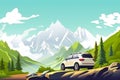 Traveling car with a mountain road, travel, destination scenics