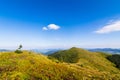 Traveling by the Carpathians. Polonyna Runa, Gostra, and other peaks. Spring, Summer and Autumn rest in the Carpathians. Green, Royalty Free Stock Photo