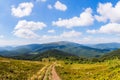 Traveling by the Carpathians. Polonyna Runa, Gostra, and other peaks. Spring, Summer and Autumn rest in the Carpathians. Green, Royalty Free Stock Photo