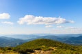 Traveling by the Carpathians. Polonyna Runa, Gostra, and other peaks. Spring, Summer and Autumn rest in the Carpathians. Green, Royalty Free Stock Photo