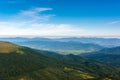 Traveling by the Carpathians. Polonyna Runa, Gostra, and other peaks. Spring, Summer and Autumn rest in the Carpathians. Green, Royalty Free Stock Photo