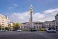 Traffic with roundabout in front of tiflis town hall