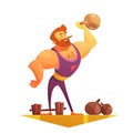 Traveling Circus Strongman Cartoon Retro Icon Royalty Free Stock Photo