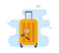 Vector illustration of travel luggage icon with suitcase stickers Royalty Free Stock Photo