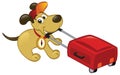 Traveling Dog Pulling A Luggage