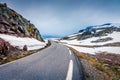 Traveling on the famous Aurlandsvegen - Mountain road Bjorgavegen, Aurland in Sogn og Fjordane county, Norway. Beautiful summer Royalty Free Stock Photo