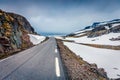 Traveling on the famous Aurlandsvegen - Mountain road Bjorgavegen, Aurland in Sogn og Fjordane county, Norway. Beautiful summer Royalty Free Stock Photo