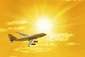 Traveling Flying Airplane Sunset Sky Royalty Free Stock Photo