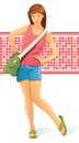 Traveling Girl with Bag Royalty Free Stock Photo