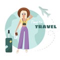 Traveling girl, Time to travel postcard