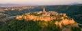 Traveling Italy. Aerial, panoramic view of Italian ancient city Civita di Bagnoregio