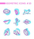 Traveling and location - line design style isometric objects