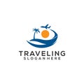 Traveling Logo Design Concept Vector Royalty Free Stock Photo