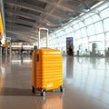 Traveling luggage in airport terminal, airplane travel concept