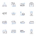 Traveling line icons collection. Exploration, Adventure, Wanderlust, Destination, Tourism, Expedition, Nomad vector and