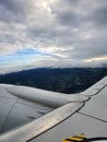 Traveling over the scenic mountains, under the clouds