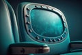 turquoise cinema seat row with scree, generative AI