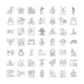 Traveling people linear icons, signs, symbols vector line illustration set Royalty Free Stock Photo