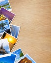 Traveling photos on wooden table