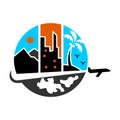 Traveling plane world logo Icon Illustration Brand Identity