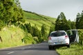 Traveling by car on Sao Miguel, Azores, Portugal Royalty Free Stock Photo