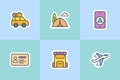 Traveling sticker stickers with fill filled color style Royalty Free Stock Photo
