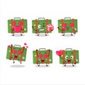 Traveling suitcase cartoon character with love cute emoticon