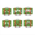 Traveling suitcase cartoon character with sad expression