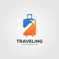 Traveling suitcase logo vector illustration design