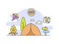 Traveling summer camp icon icons set collection package with fill filed color style
