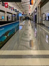 Traveling in the times of COVID 19, Empty airport concourse Royalty Free Stock Photo