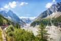 Traveling to high French Alps in summer Royalty Free Stock Photo