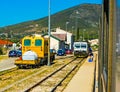 Traveling by train through the Croatian landscape. The beauty of nature.