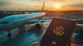 Traveling Vibes: Closeup Shot with Copy Space, Passport, Boarding Pass, Luggage Tag, Exotic Location, Colorful Landmark,