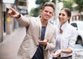 Traveller asking woman direction Royalty Free Stock Photo