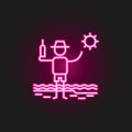 Traveller, beach neon style icon. Simple thin line, outline vector of travel icons for ui and ux, website or mobile application Royalty Free Stock Photo