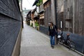 Traveller and japanese people go to most popular area of Gion Royalty Free Stock Photo