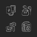 Traveller luggage chalk white icons set on dark background