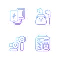 Traveller luggage gradient linear vector icons set