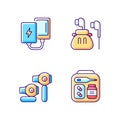 Traveller luggage RGB color icons set