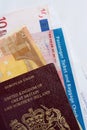 Traveller's check: money, passport, ticket Royalty Free Stock Photo