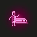 Traveller, train neon style icon. Simple thin line, outline vector of travel icons for ui and ux, website or mobile application Royalty Free Stock Photo