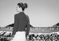 Traveller woman in Donostia Spain looking into the distance Royalty Free Stock Photo