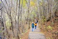 Travellers in autumn forest