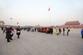 Travellers take pictures in Tian an men square
