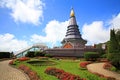 Travellers visit Inthanon pagoda Royalty Free Stock Photo